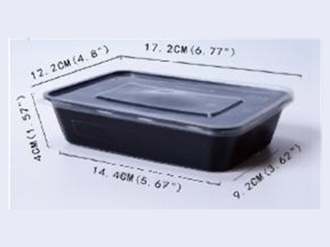 Two-compartment black microwavable container with clear lid